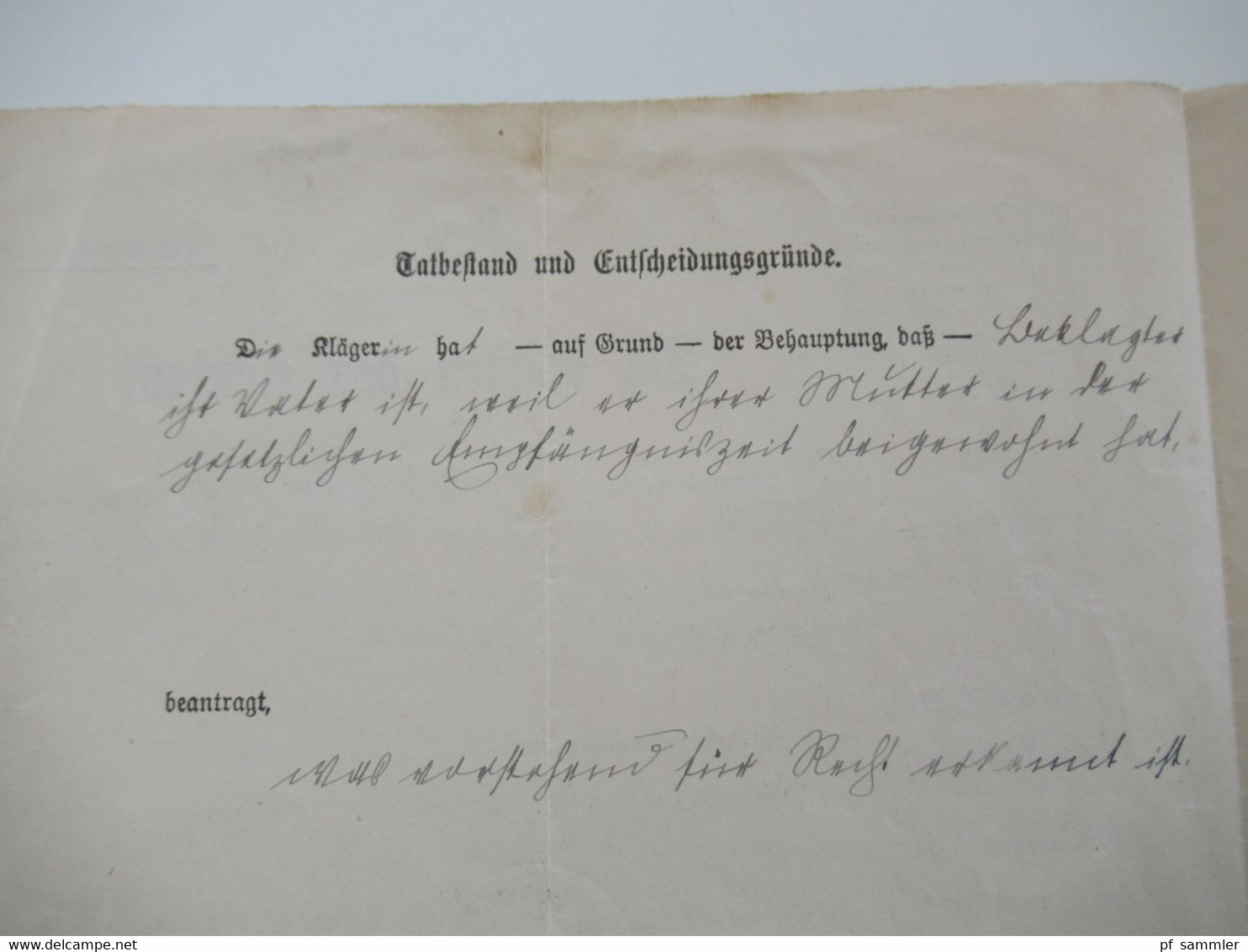 Dokument DR 1909 Anerkenntnisurteil / Gerichtsurteil "Im Name des Königs!" Preussisches Amtsgericht