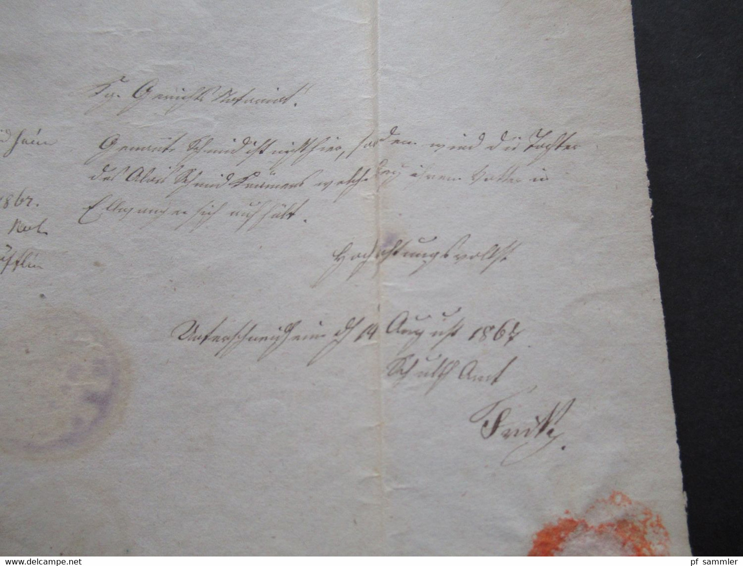 AD Baden 1867 Faltbrief mit gedrucktem Inhalt Gerichts Notariat Stempel Ellwangen und rücks. L1 Unterschneidheim