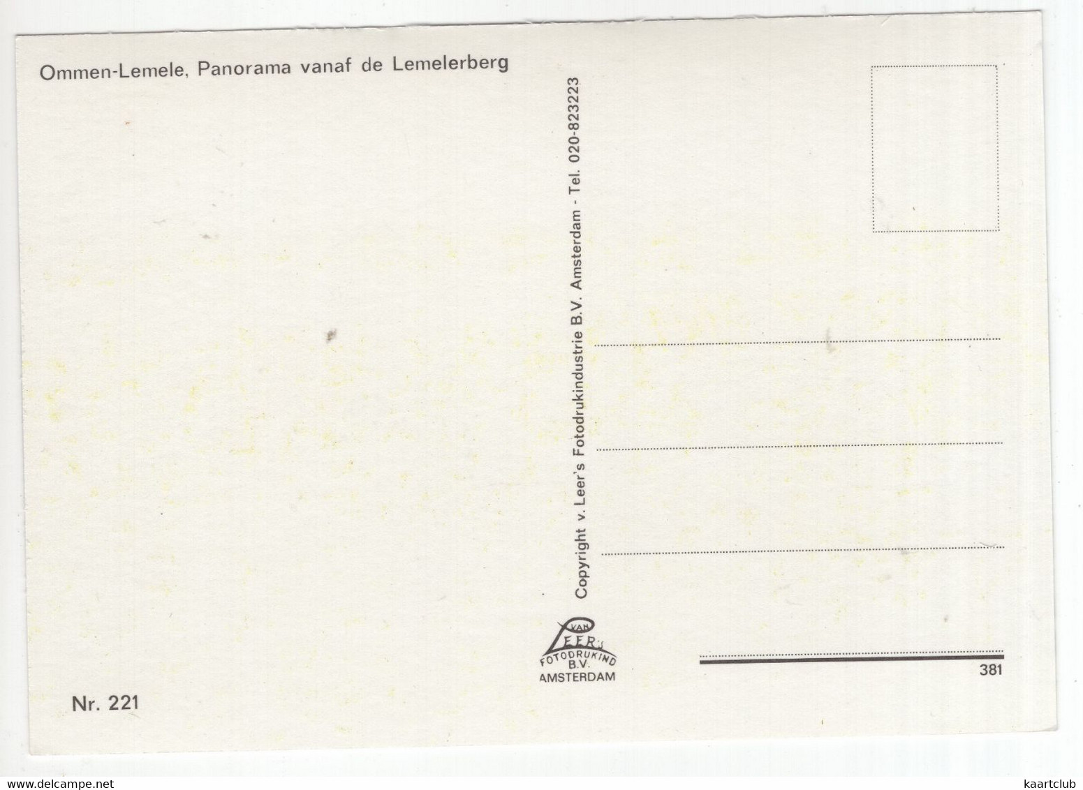 Ommen-Lemele - Panorama Vanaf De Lemelerberg - (Nederland/Holland)  - Nr. 221 - Ommen