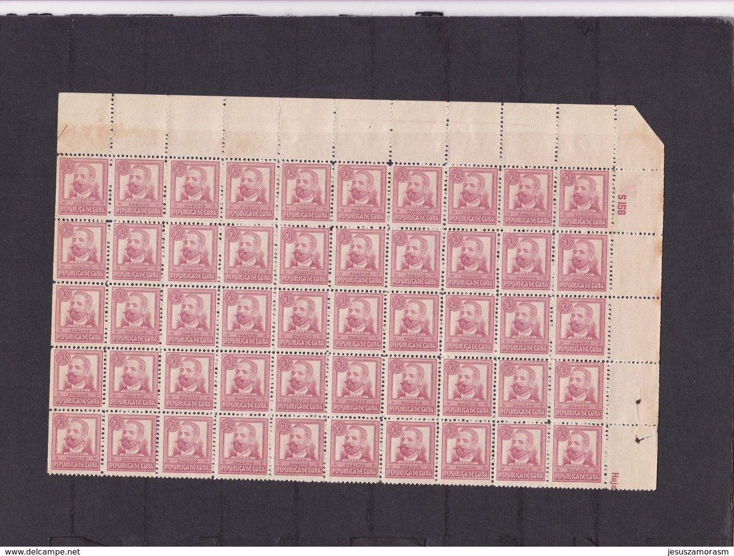 Cuba Nº 182 - 50 Sellos En Pliego Valor Catalogo 850e - Neufs