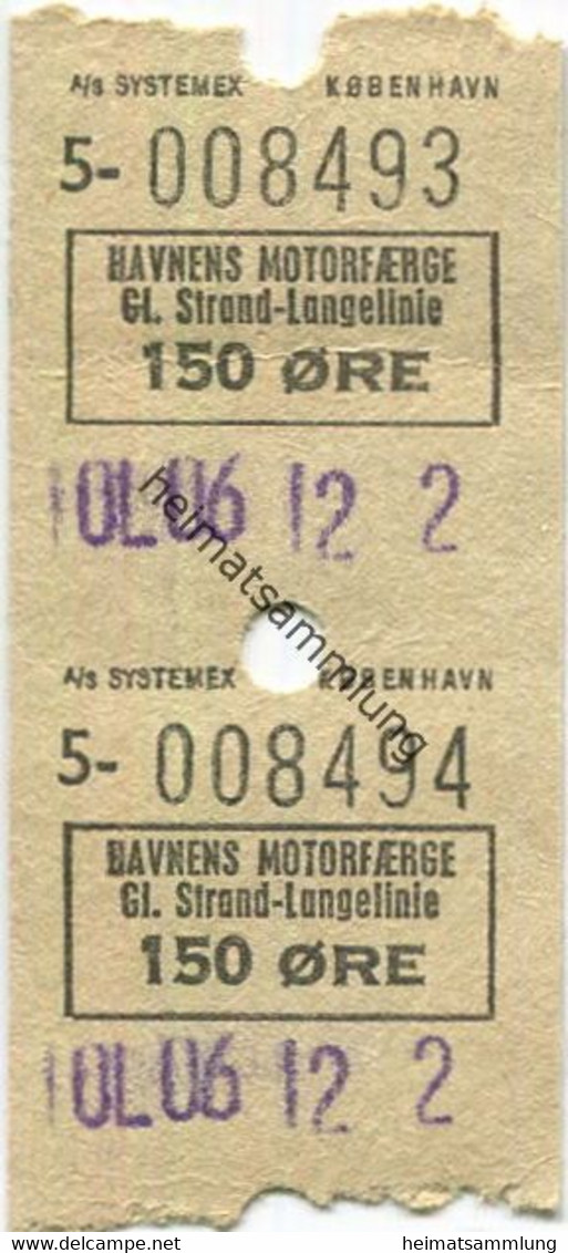 Dänemark - Havnens Motorfaerge Gl. Strand- Langelinie - Fahrkarte 150 Öre - Europe