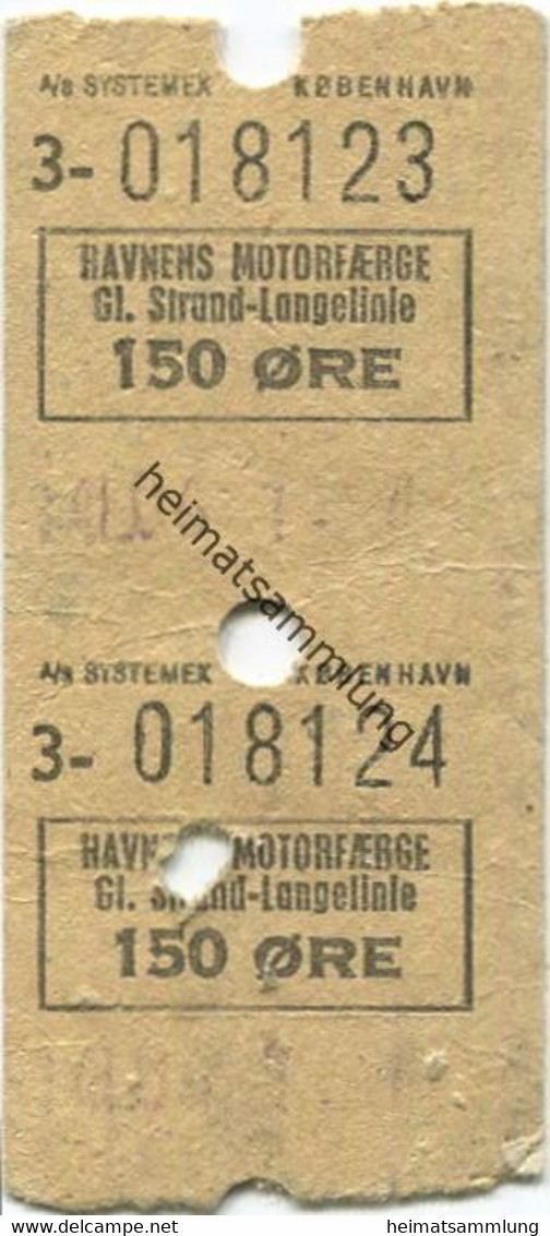 Dänemark - Havnens Motorfaerge Gl. Strand- Langelinie - Fahrkarte 150 Öre - Europe