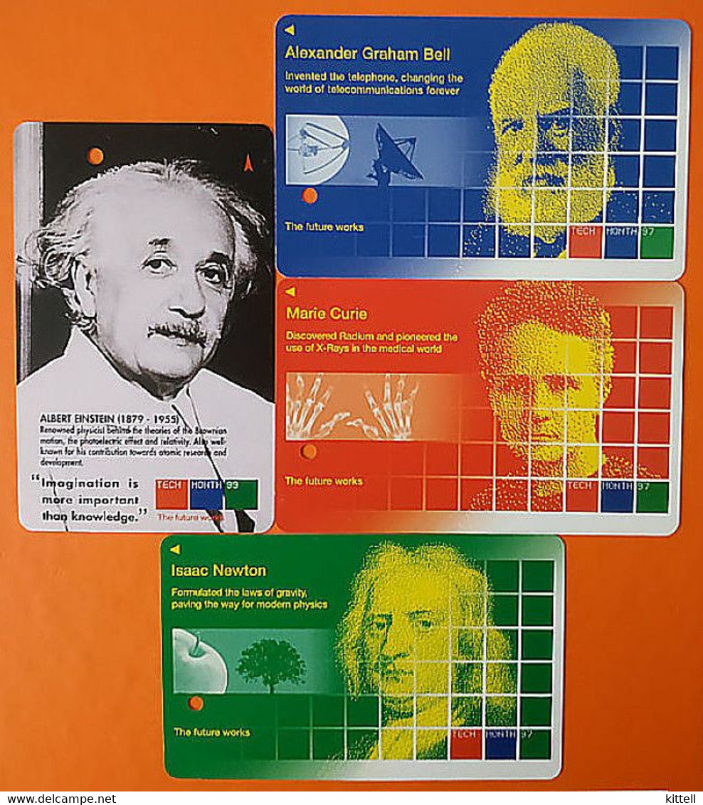Singapore 4 Cards Unused Old Transport Subway Train Bus Ticket Card Transitlink Scientists Einstein Bell Curie Newton - Mundo