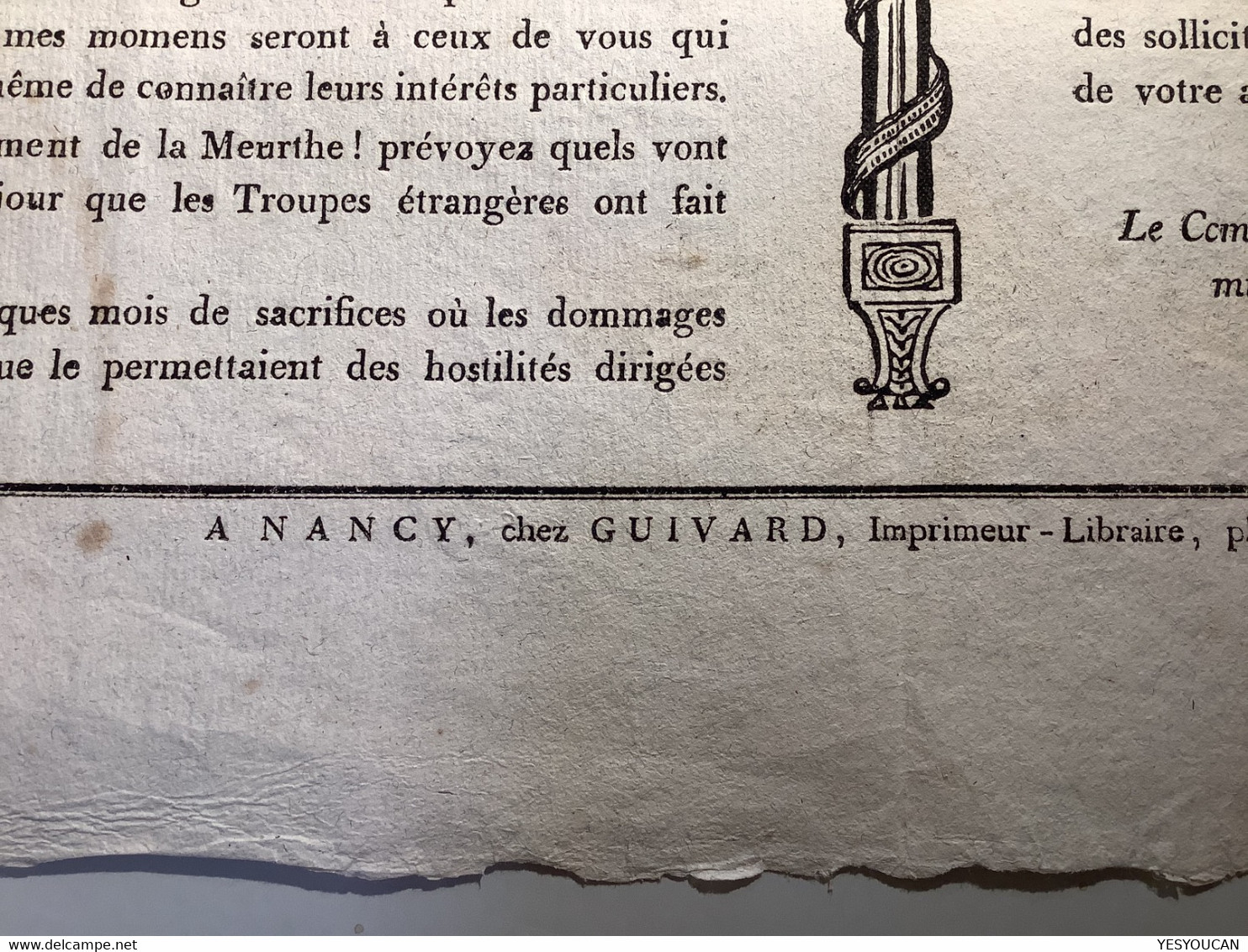 RRR ! Affiche 1814 Comte Roger De Damas D’ Antigny1765-1823 Nancy Meurthe(France Restauration Napoléon émigrés Militaire - Afiches