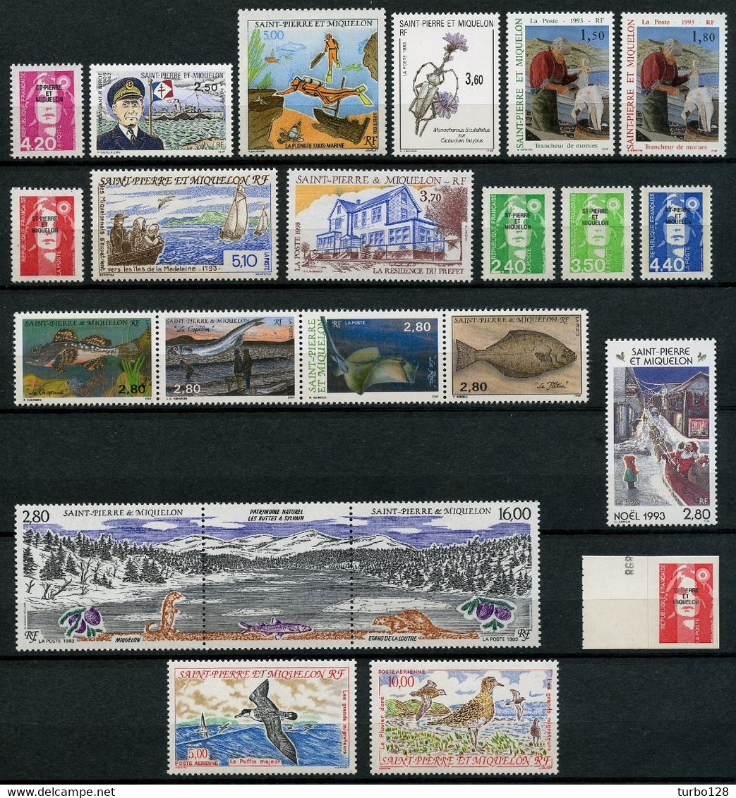 SPM Miquelon Année 1993 ** Complète N° 572/591 PA 72/73 Neufs MNH Luxe C 48,65 € Jahrgang Ano Completo Complet Year - Années Complètes