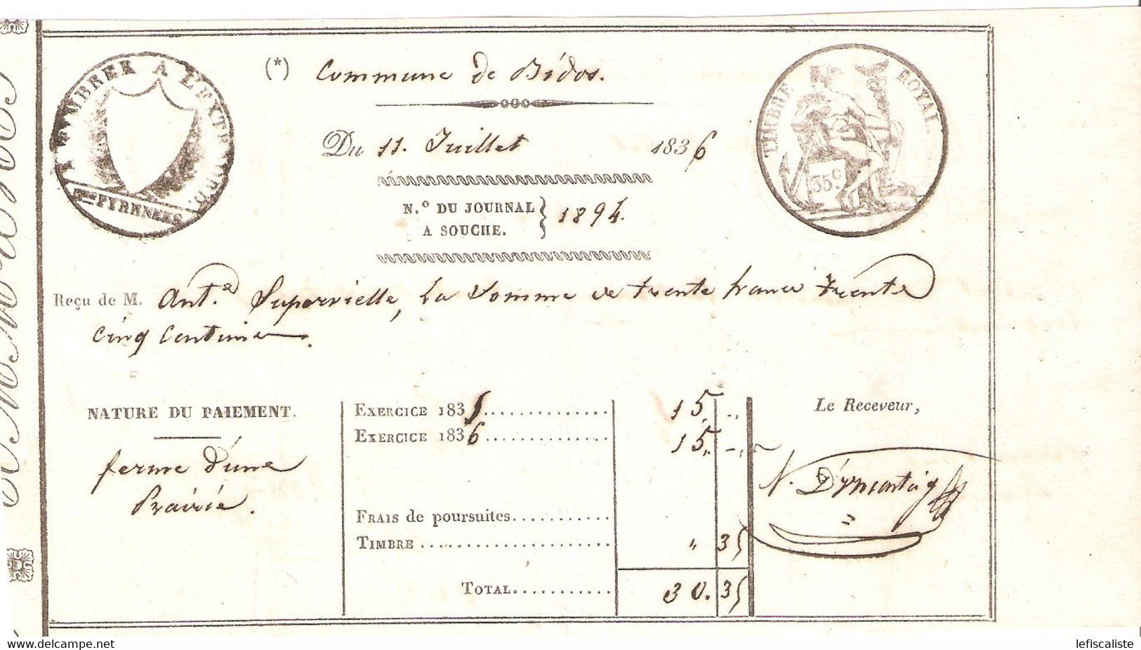 PAPIER TIMBRE A L'EXTRAORDINAIRE - Tarif De 1831 - Sonstige & Ohne Zuordnung