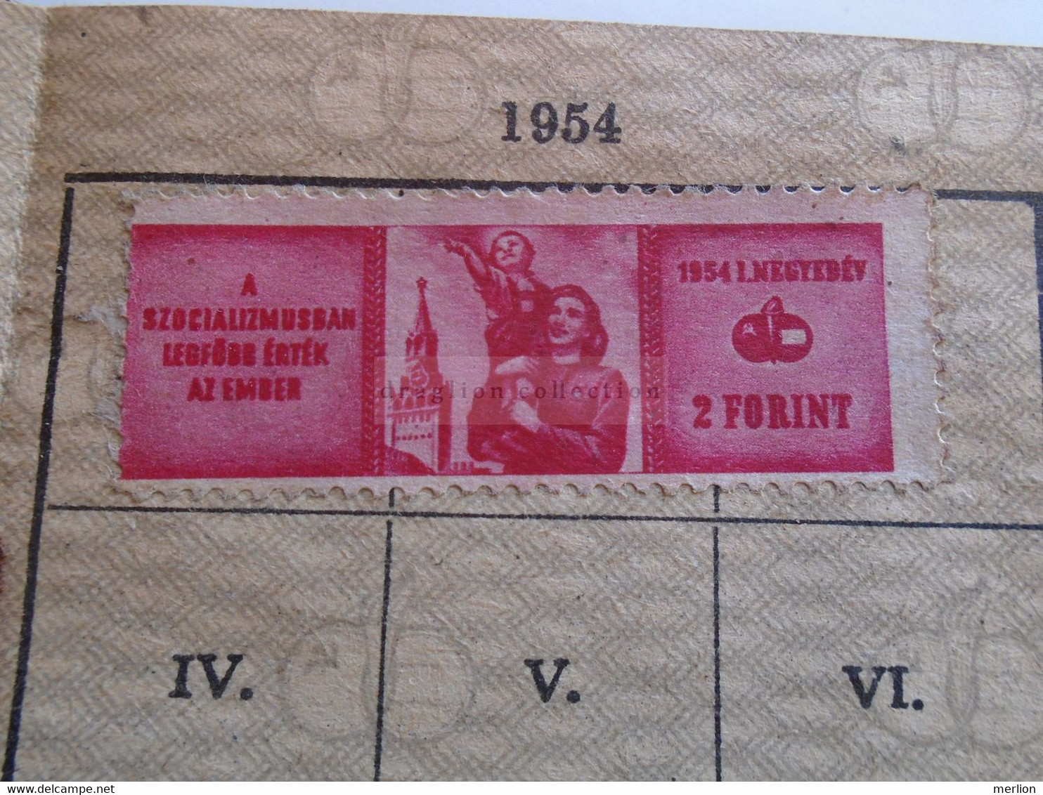 D185413  Hungary -   Hungarian-Soviet Society  -  Magyar-Szovjet Társaság -Membership Card 1952 -Lot Of 9 Tax Stamps - Fiscaux