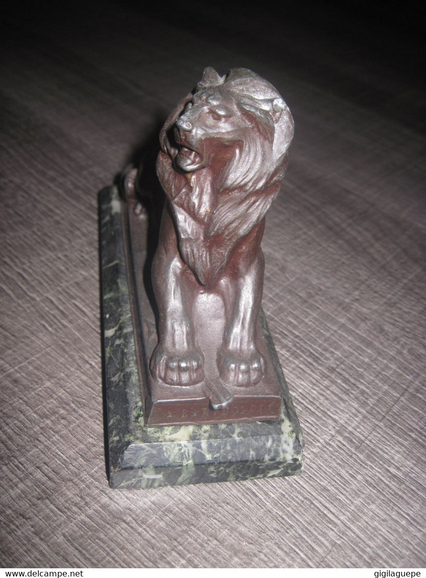 LION DE BELFORT PREMIER MODELE SUR SOCLE EN MARBRE VERT - Other & Unclassified