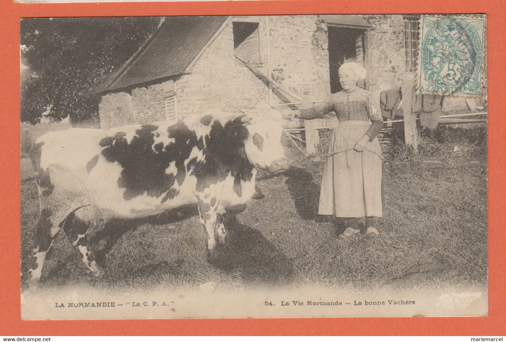 D14 - LA VIE NORMANDE - LA BONNE VACHERE - Femme Avec Une Vache En Premier Plan - Campesinos