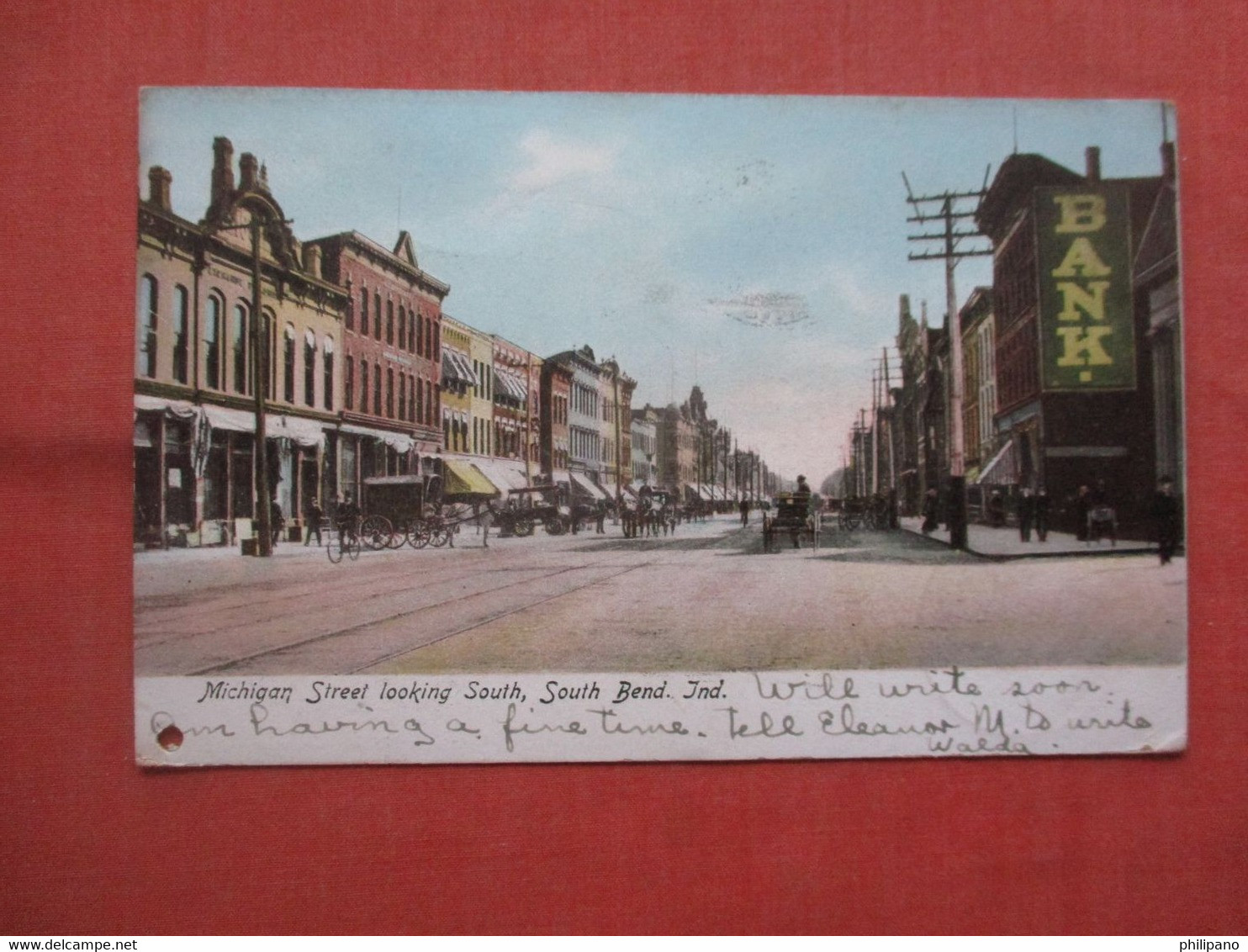 Michigan Street.  Punch Hole Bottom Left.    South Bend  Indiana > South Bend     .      Ref  5253 - South Bend