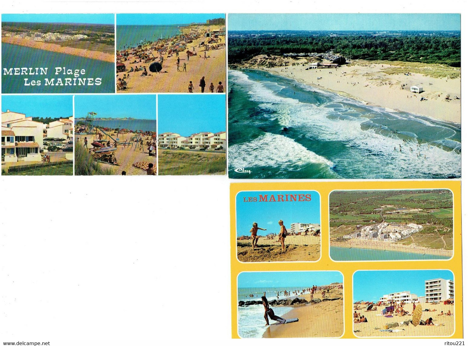 Lot 3 Cpm - 85 - Saint Hilaire De Riez -  LES MARINES - Vue Aérienne Plage De Veillon - Animation Jeux - Saint Hilaire De Riez