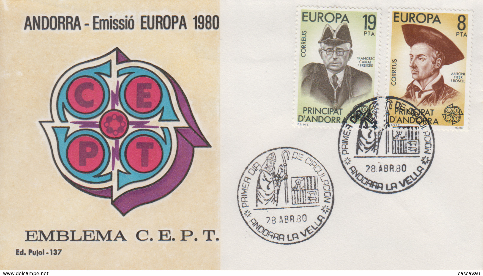 Enveloppe  FDC   1er  Jour    ANDORRE   Paire   EUROPA    1980 - Autres & Non Classés