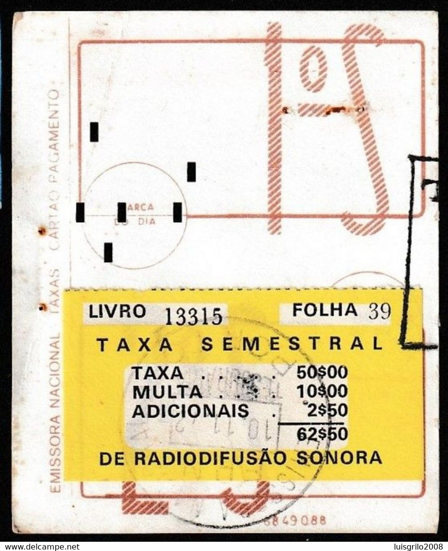 Fiscal/ Revenue, Portugal - Tax/ Taxa De Radiodifusão Sonora -|-  Semestral . MULTA - Porto, 1961 - Gebraucht
