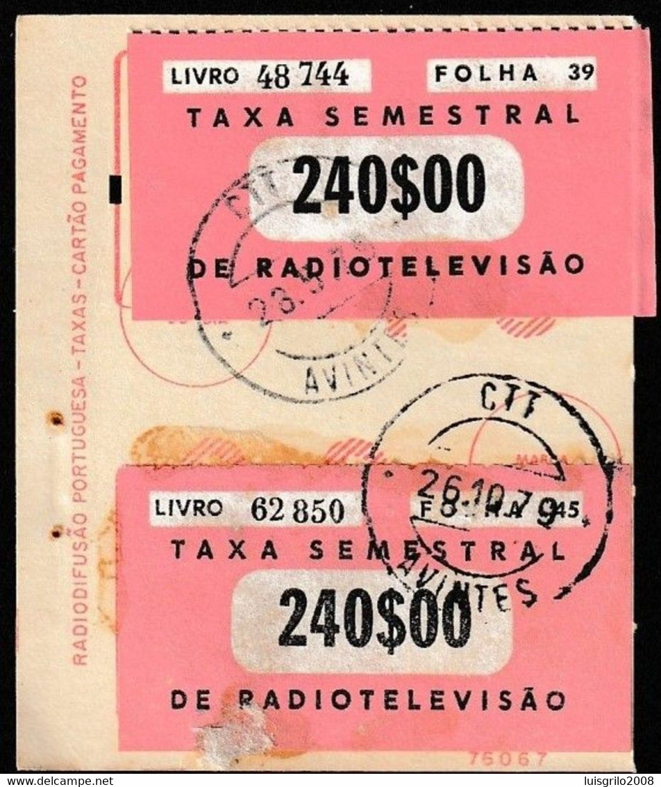 Fiscal/ Revenue, Portugal - Tax/ Taxa De RadioTelevisão -|-  Semestral 240$00 -1969 - Gebruikt