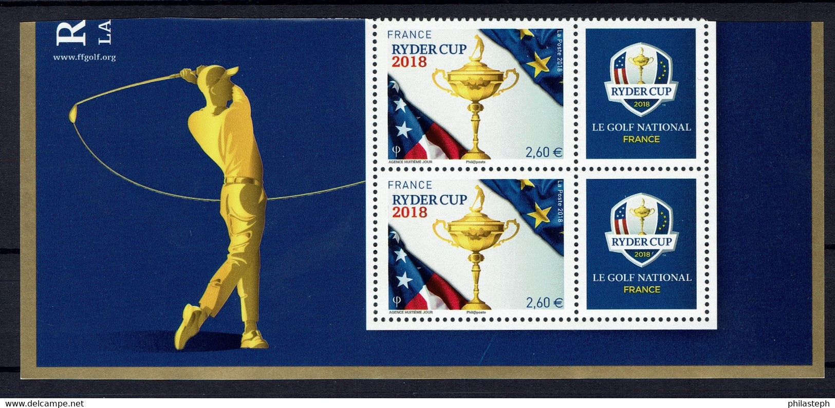 FRANCE 2018 - YT 5245A (PAIRE  Bas De Bloc Illustré) - RYDER CUP Provenant Du BF 144 - NEUF ** - Unused Stamps