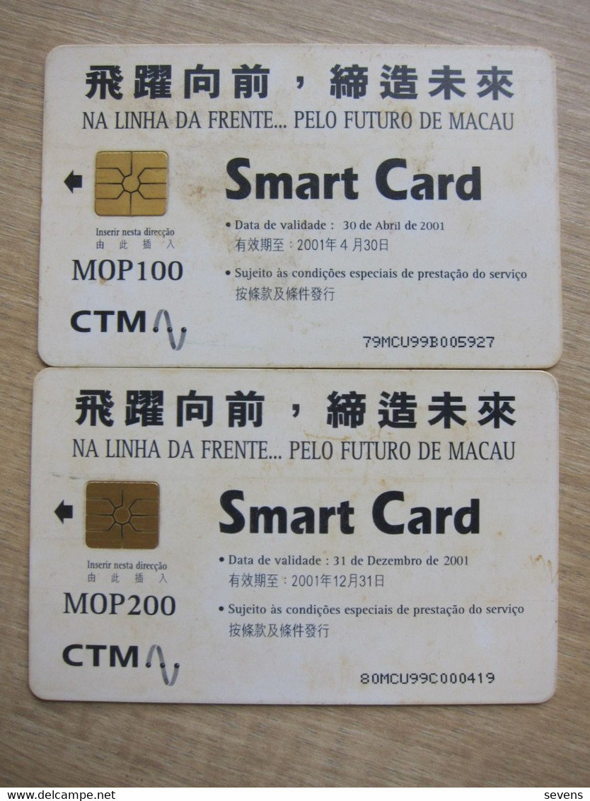 Chip Phonecard, 79\80MCU99B/C  The First Issued Chip Phonecard, 3rd Edition, Set Of 2, Used,with Scratch - Macau