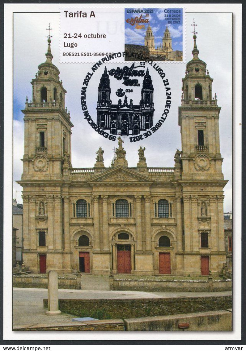 ESPAÑA SPAIN (2021) Carte Maximum Card ATM Lugo EXFILNA 2021 - Catedral, Cathedral - Maximum Cards