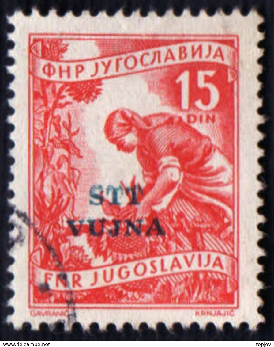 ITALIA - SLOVENIA - TRIESTE - VUJNA - ERROR - PARTIAL DOUBLE OVERPRINT - O - 1953 - Oblitérés