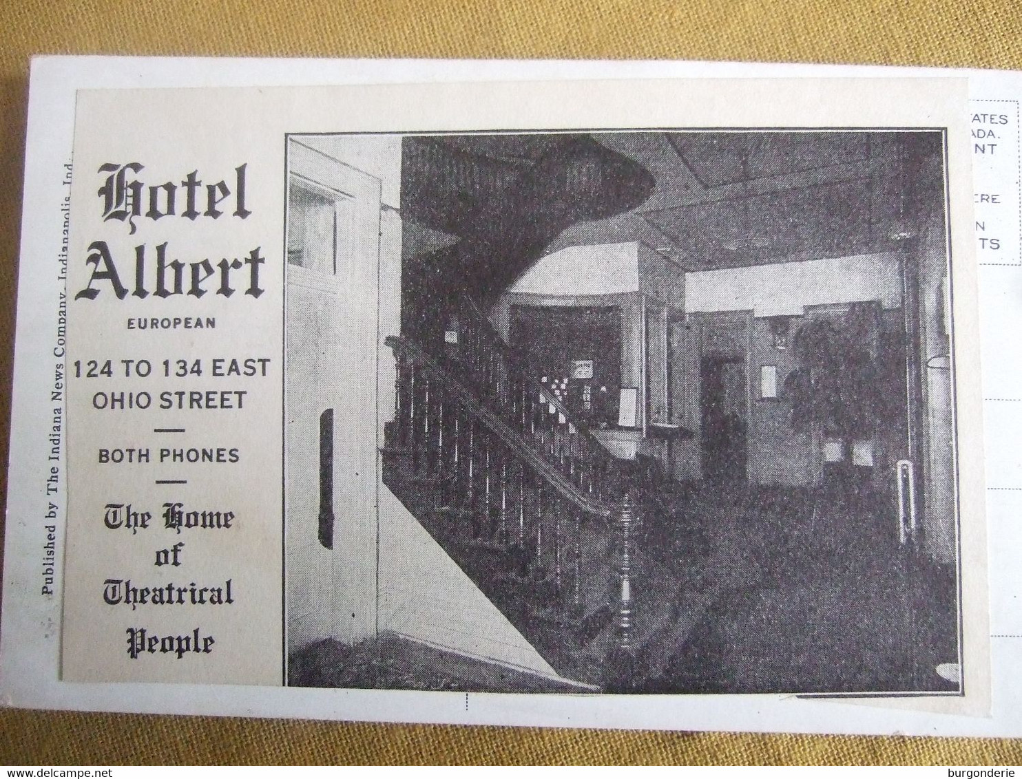 INDIANAPOLIS / BUILDING AND GRAND OPERA HOUSE / PUB HOTEL ALBERT AU DOS / 1912 - Indianapolis