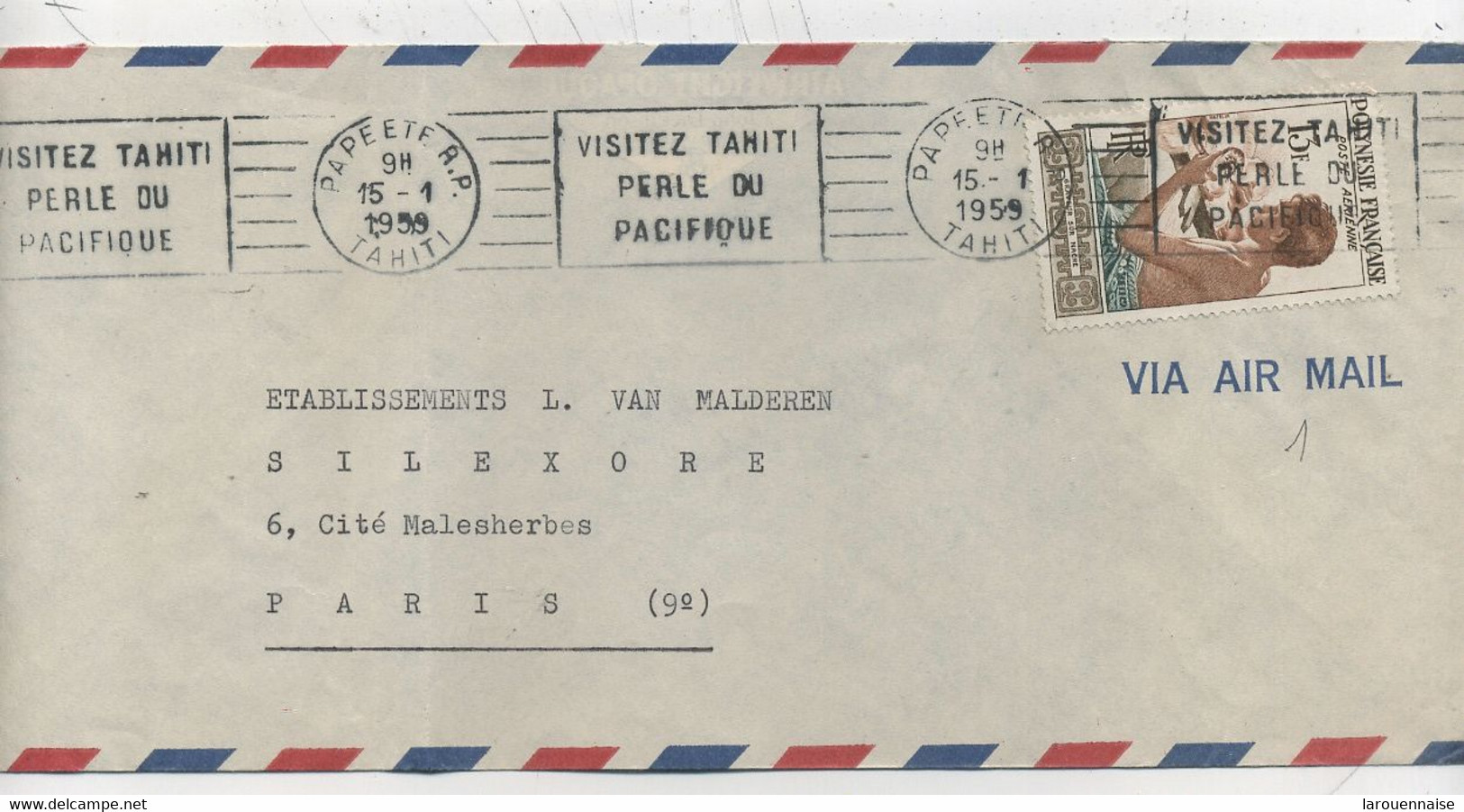 POLYNESIE  - P A N° 1 / LETTRE Par AVION Pour PARIS - Storia Postale