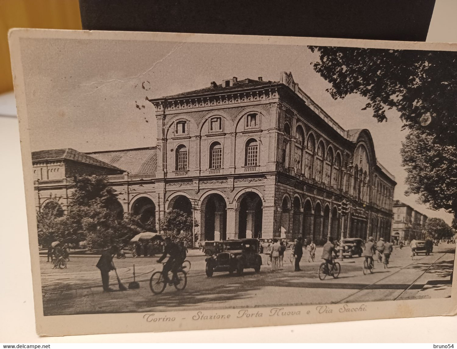 Cartolina Torino Stazione Porta Nuova E Via Sacchi 1938, Auto, Biciclette - Stazione Porta Nuova