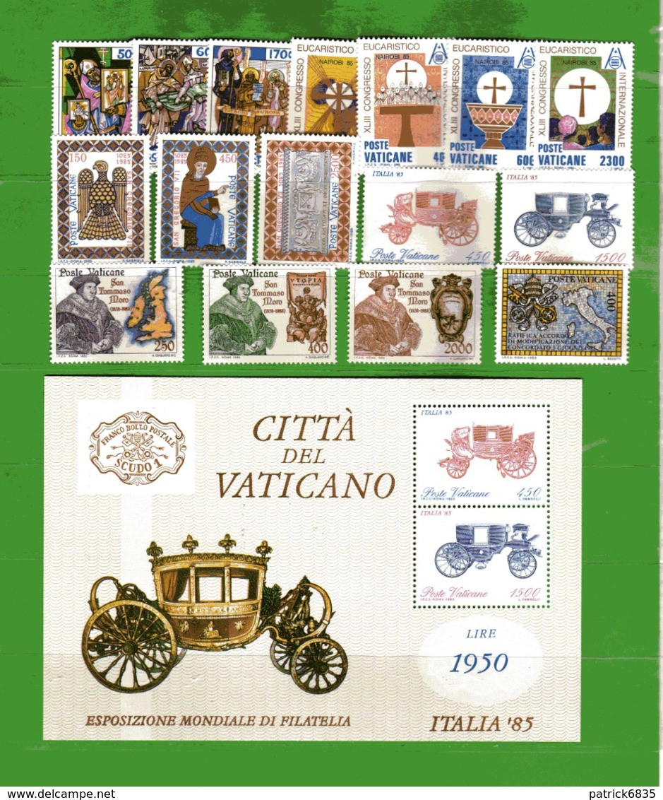 Vaticano **- 1985 - Annata Completa. 16 Valori . Con . BF.  MNH - Annate Complete