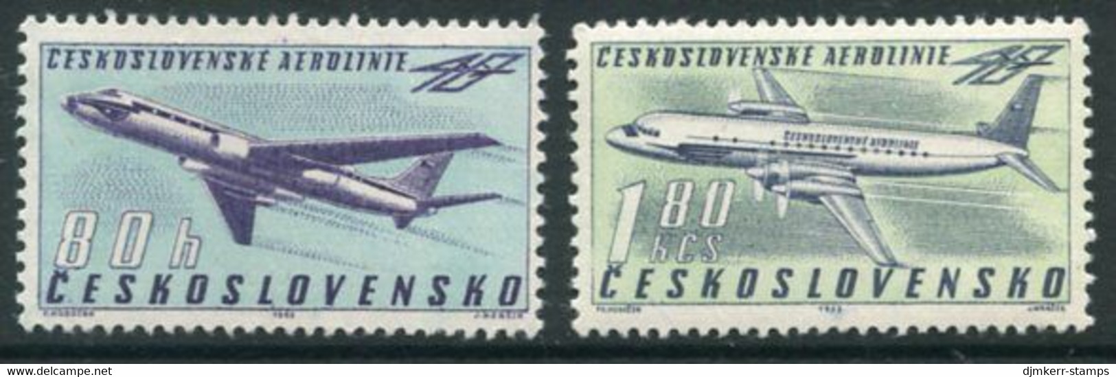 CZECHOSLOVAKIA 1963 Airline Anniversary MNH / **.  Michel 1405-06 - Ungebraucht