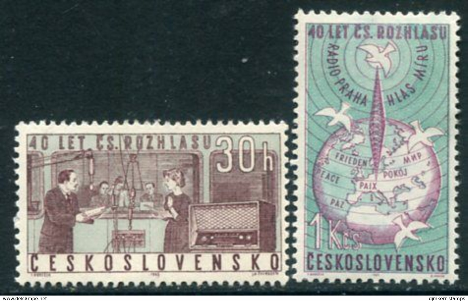 CZECHOSLOVAKIA 1963 Radio Anniversary MNH / **.  Michel 1403-04 - Unused Stamps