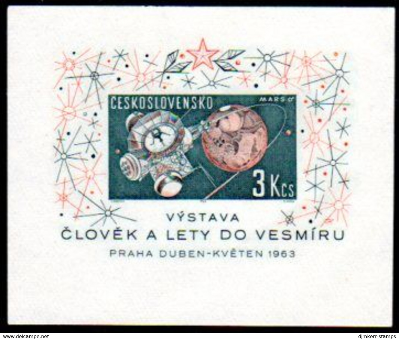 CZECHOSLOVAKIA 1963 Space Research Exhibition Block MNH / **.  Michel Block 19 - Unused Stamps