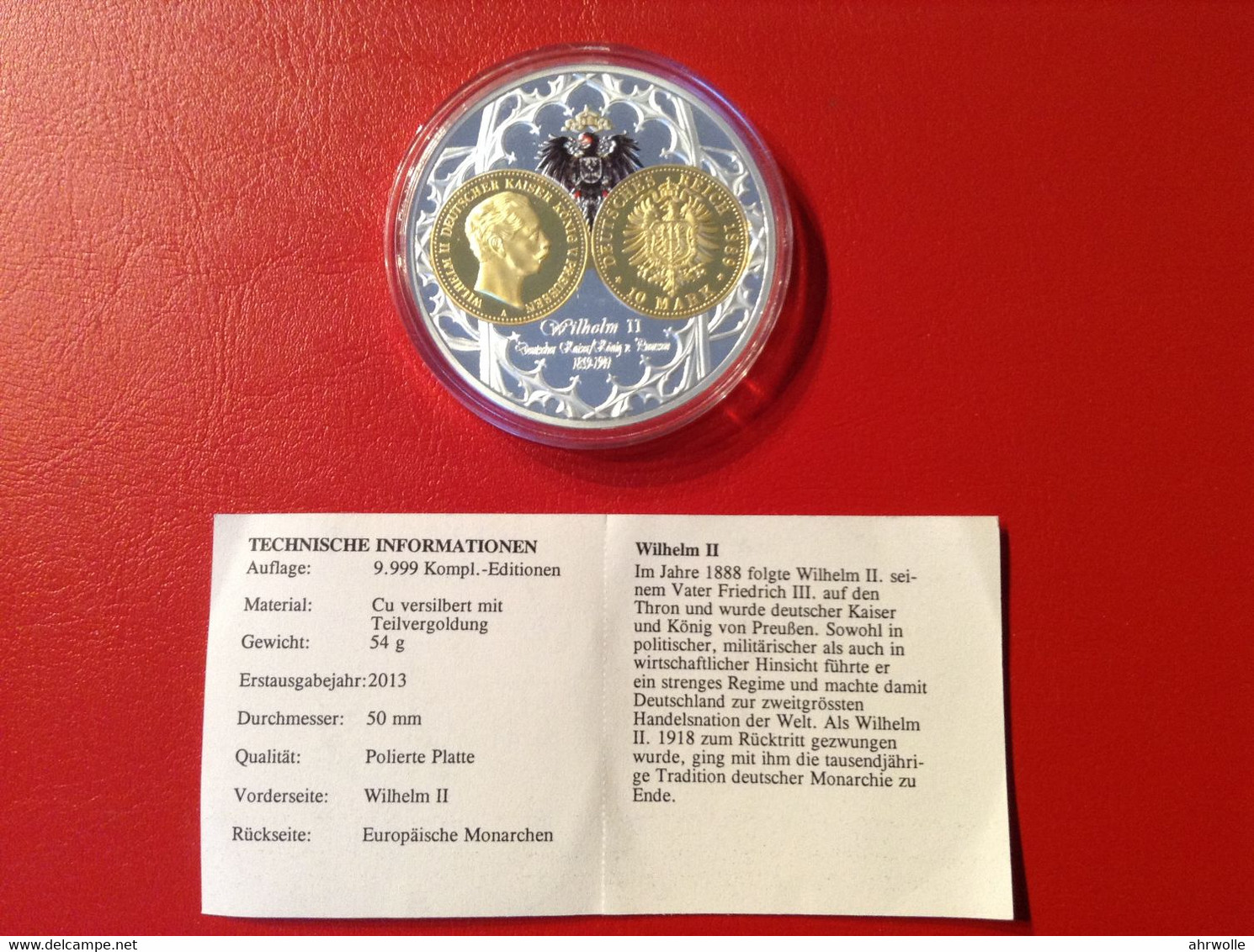 Medaille Gigant Wilhelm II. Europäische Monarchen 2013 - Professionnels/De Société