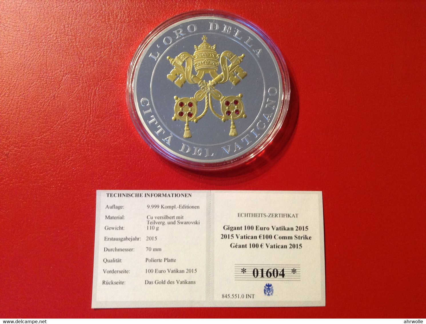 Medaille Gigant Vatikan 100 Euro 2015 Swarovski San Matteo Evangelista - Profesionales/De Sociedad