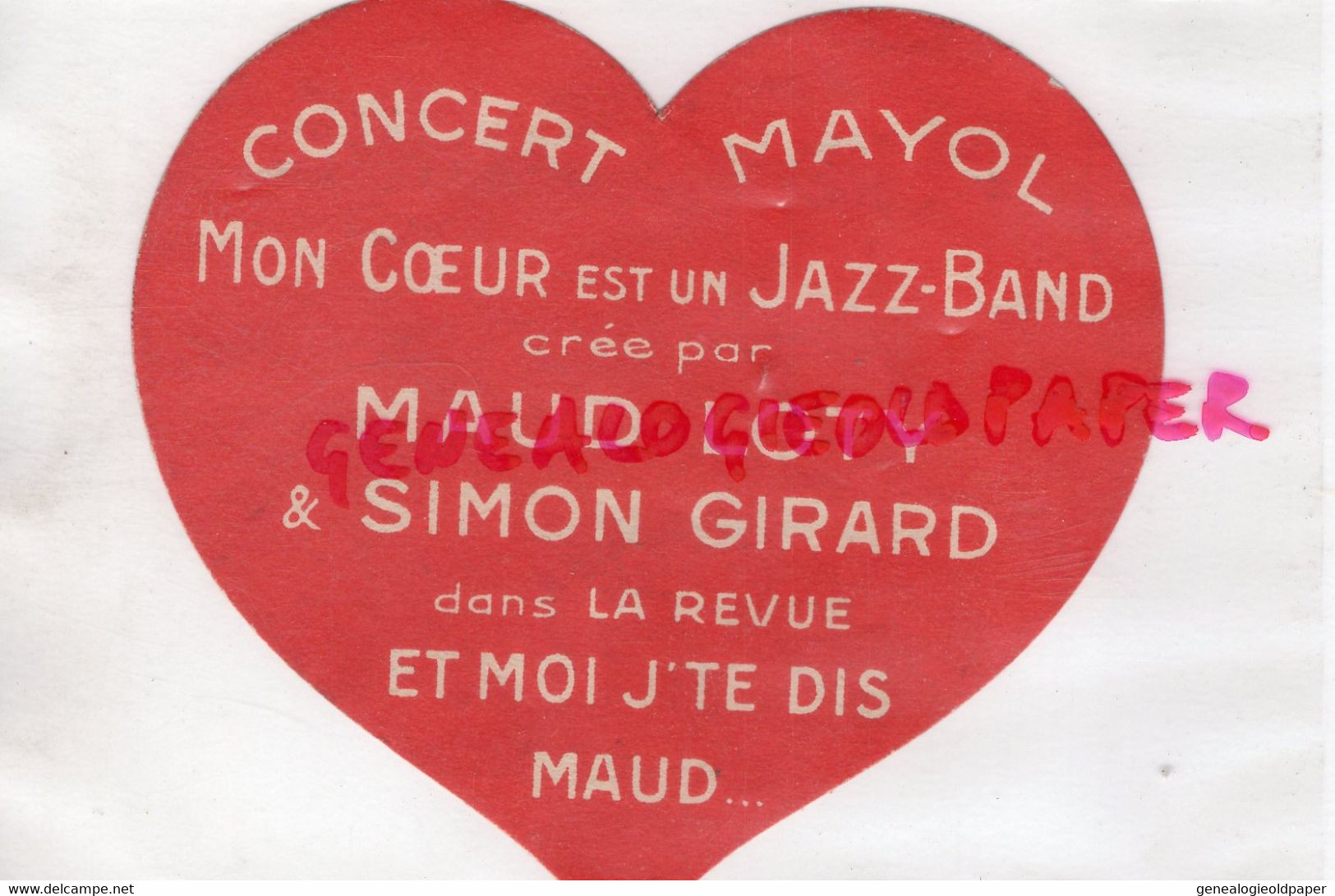 75- PARIS- COEUR CONCERT MAYOL-JAZZ BAND-MAUD LOTY -SIMON GIRARD-CALVADOS VIEUX PERE MAGLOIRE - Historical Documents