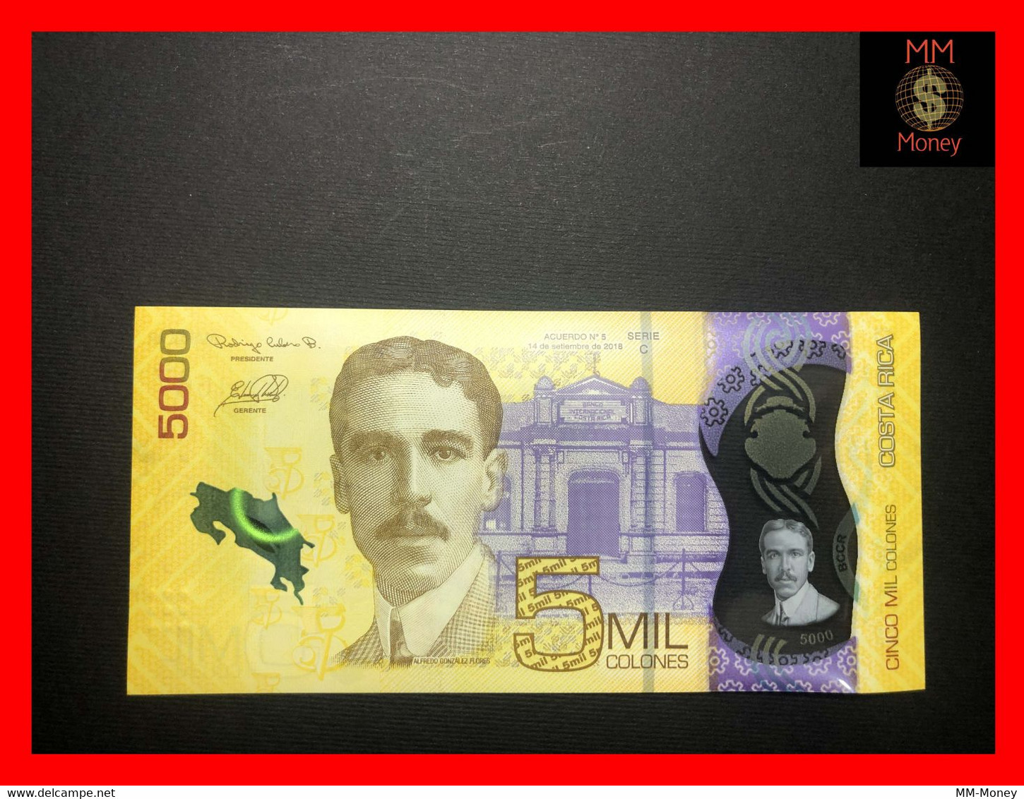 COSTA RICA  5.000 5000 Colones  14.9.2018 (issued 2020)  P. 281  New   Polymer  UNC - Costa Rica