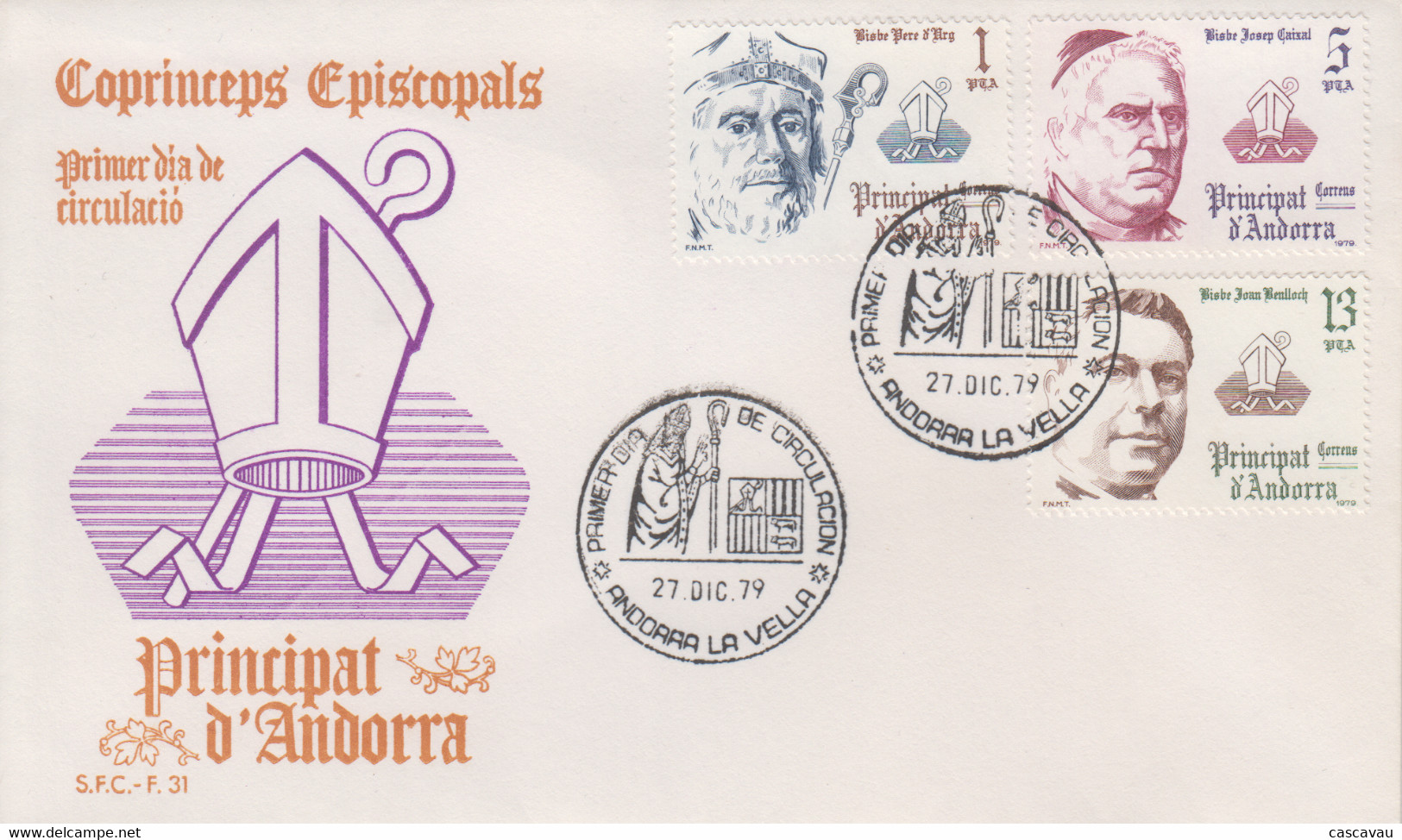 Enveloppe  FDC  1er  Jour   ANDORRE    Co - Princes  épiscopaux    1979 - Altri & Non Classificati