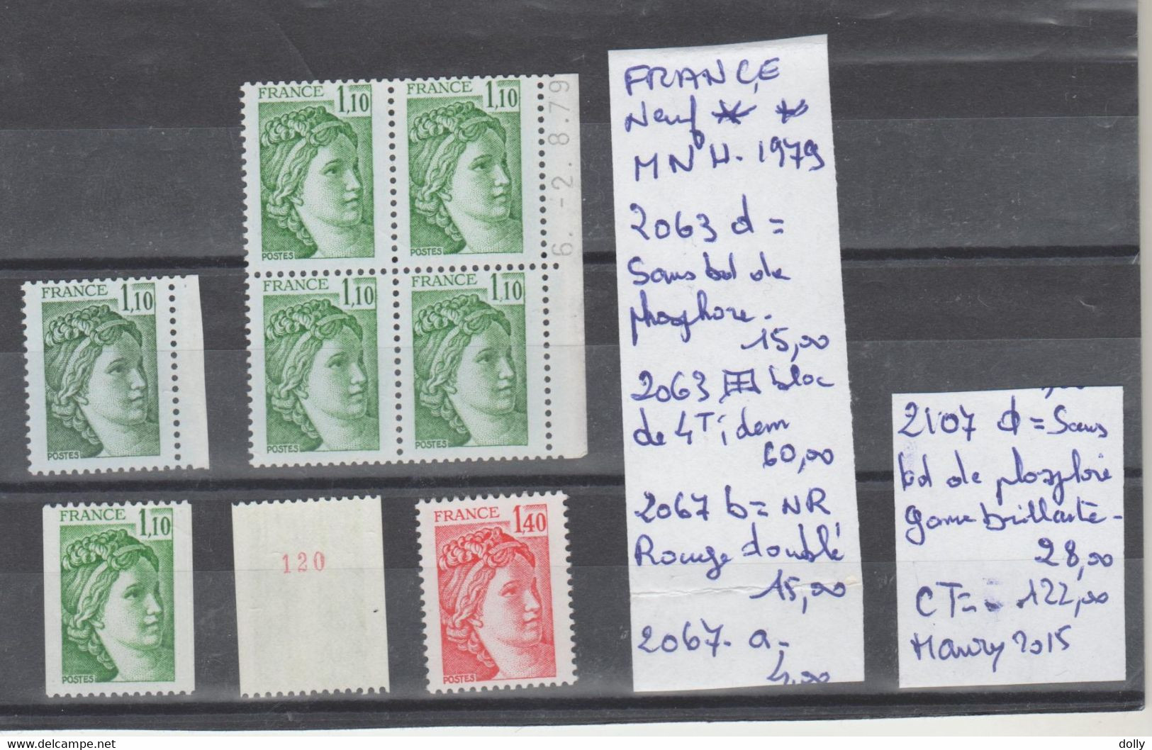 TIMBRES DE FRANÇE NEUF** MNH Nr ROUGE AU VERSO + VARIETEES  Nr VOIR SUR PAPIER AVEC TIMBRES COTE   122  € - Roulettes