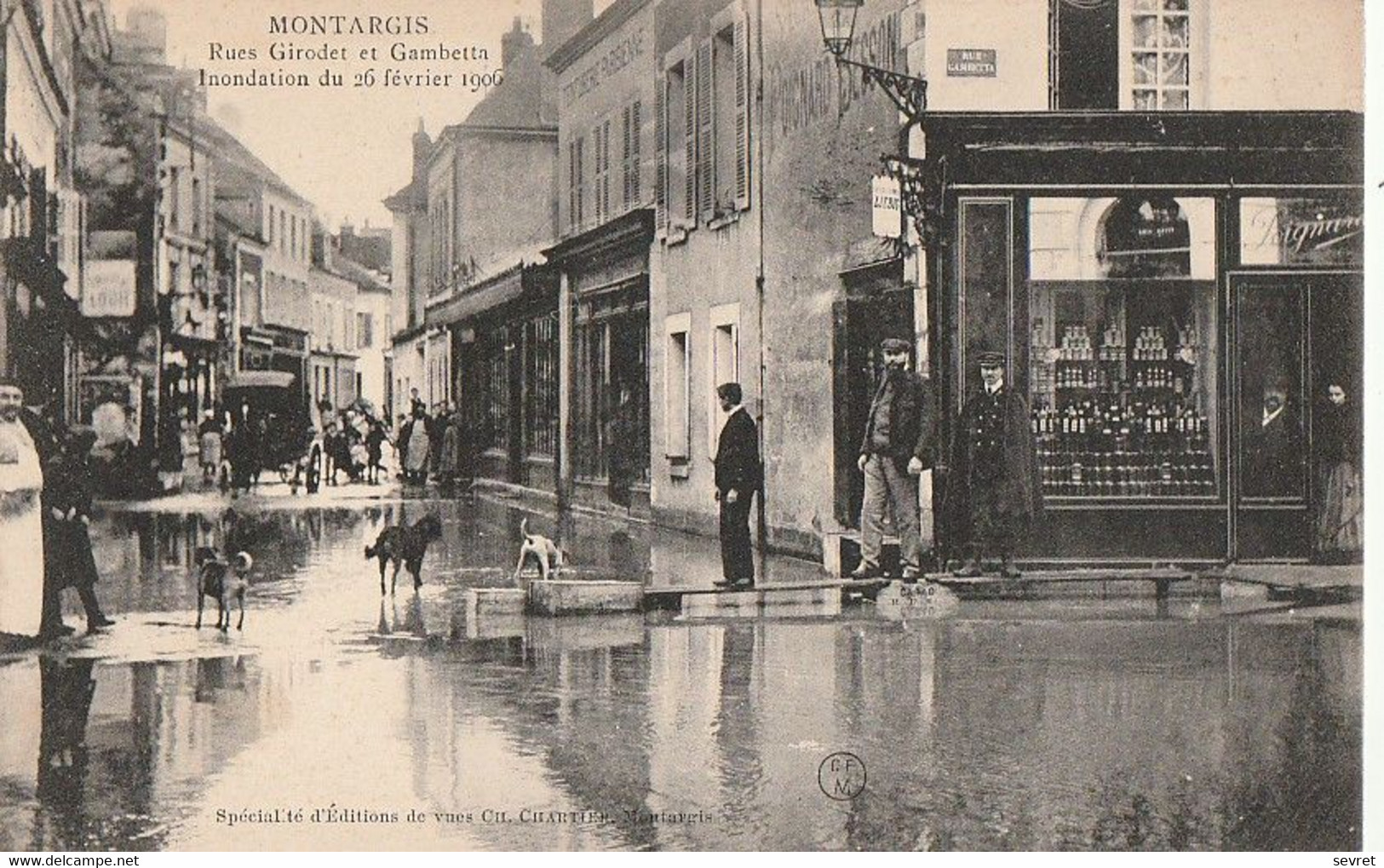 MONTARGIS. - Rue Girodet Et Gambetta - Inondation Du 26 Février 1906. Cliché RARE - Montargis