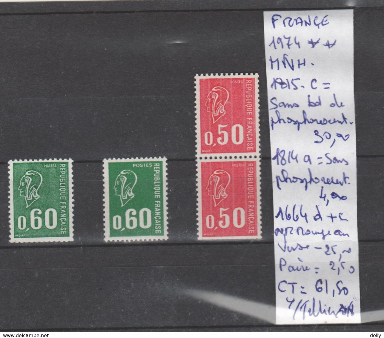 TIMBRES DE FRANÇE NEUF** MNH Nr ROUGE AU VERSO +  VARIETEES  Nr VOIR SUR PAPIER AVEC TIMBRES COTE   61.50 € - Roulettes