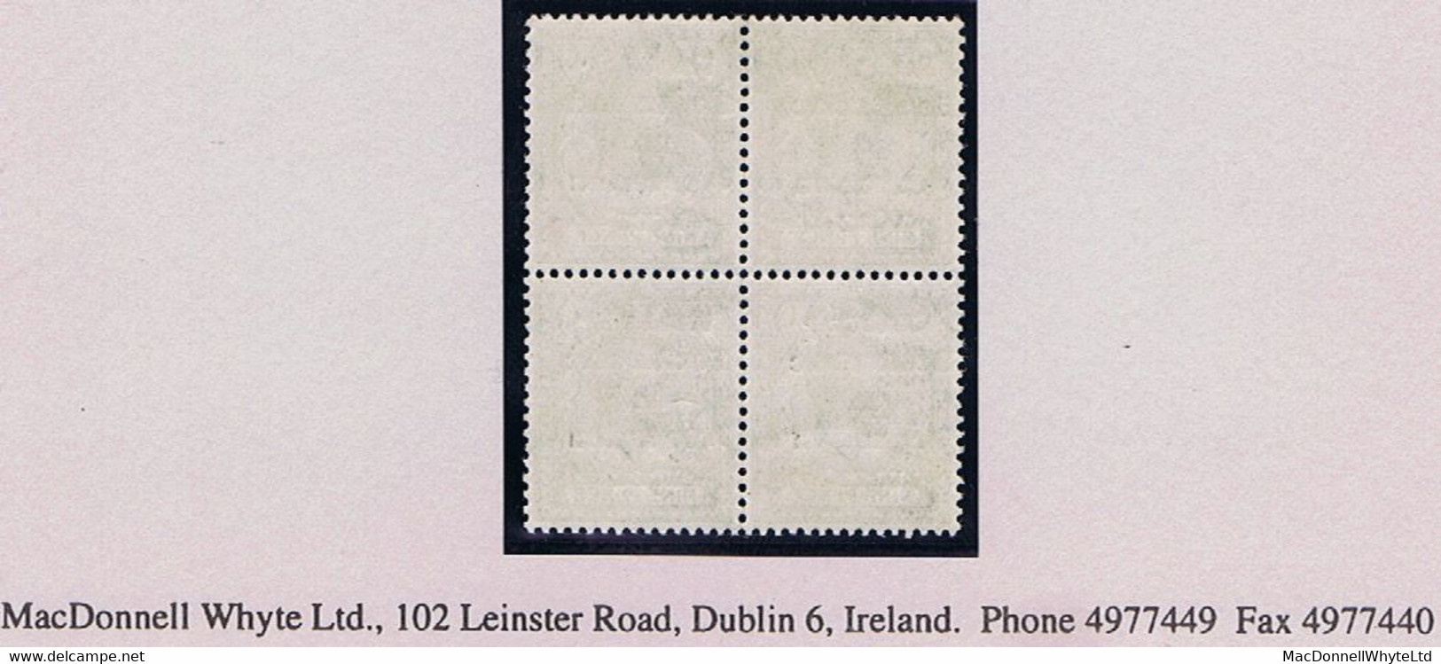Ireland 1922 Dollard Rialtas Black Ovpt On 9d Agate,variety "faint Grey-black Overprint" Block Of 4 Fresh Mint Unmounted - Ungebraucht