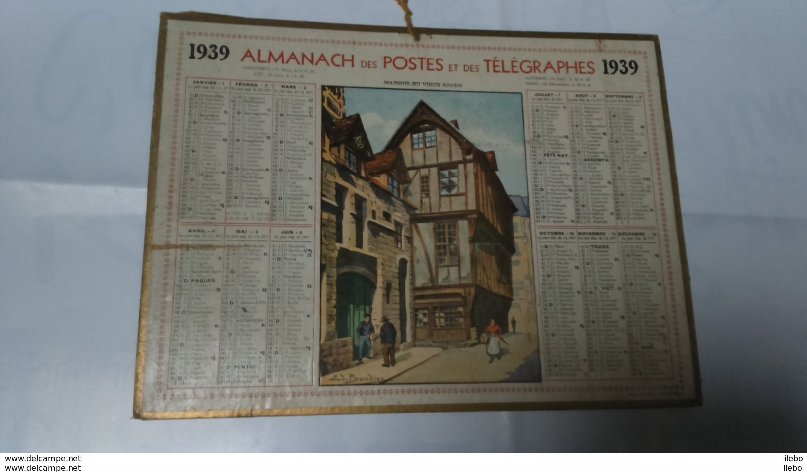 Almanach Des Postes Télégraphes  1939 Maisons Du Vieux Rouen Boudier - Grand Format : 1921-40