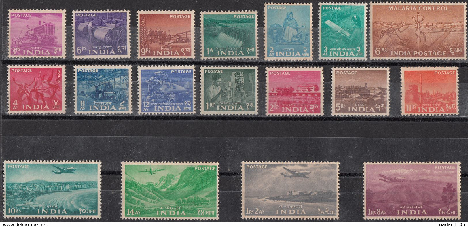 INDIA 1955  Five Year Plan (2nd Definitive Serie) Complete 18v, Wmk Star/ashoka Pillar   MNH (**) (Never Hinged)FYP552 - Nuevos