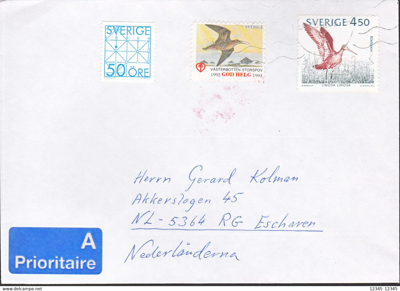 Zweden 1993, Letter To Netherland, Birds - Storia Postale