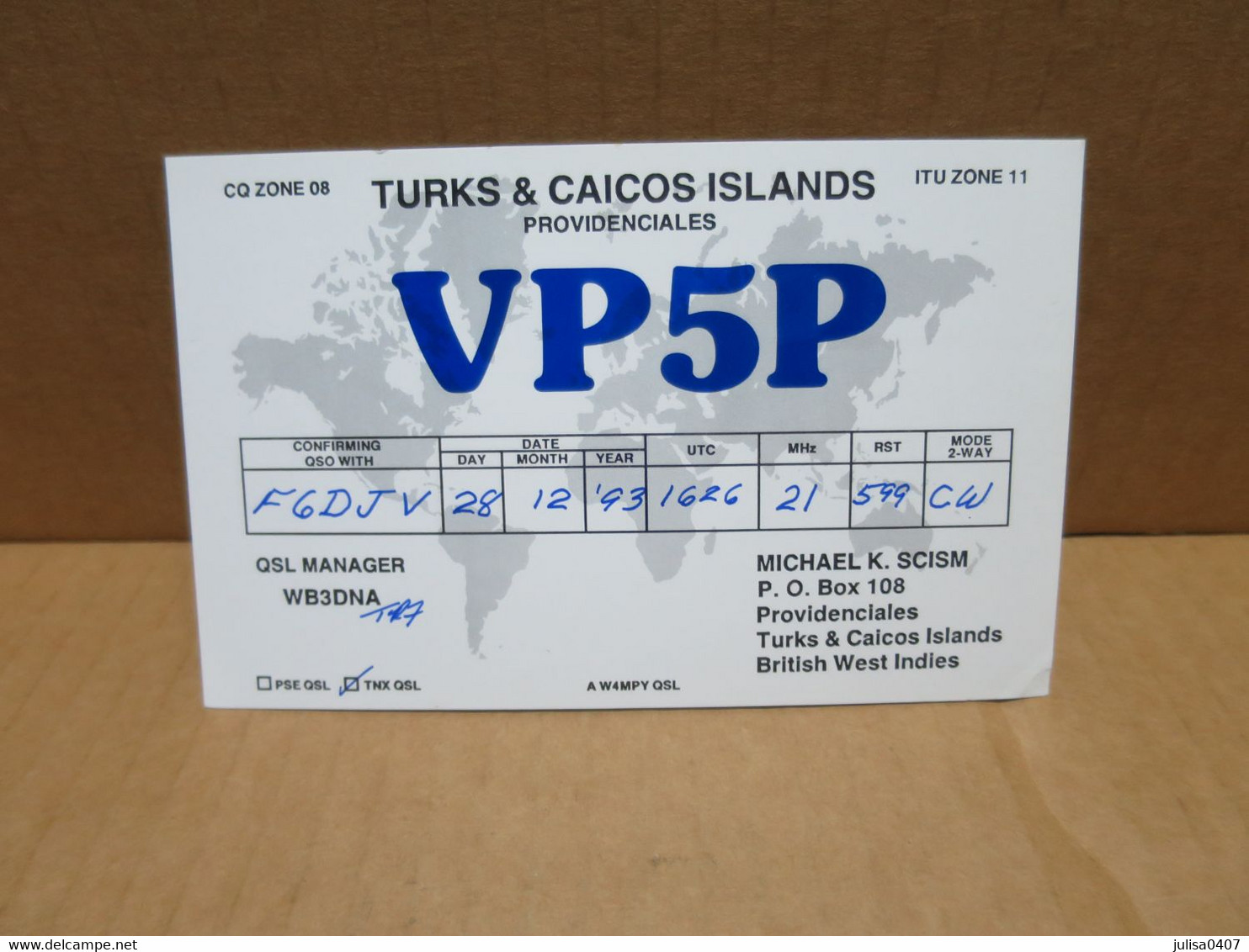 TURKS & CAICOS ISLANDS  Carte Radio Amateur - Turks- Und Caicosinseln