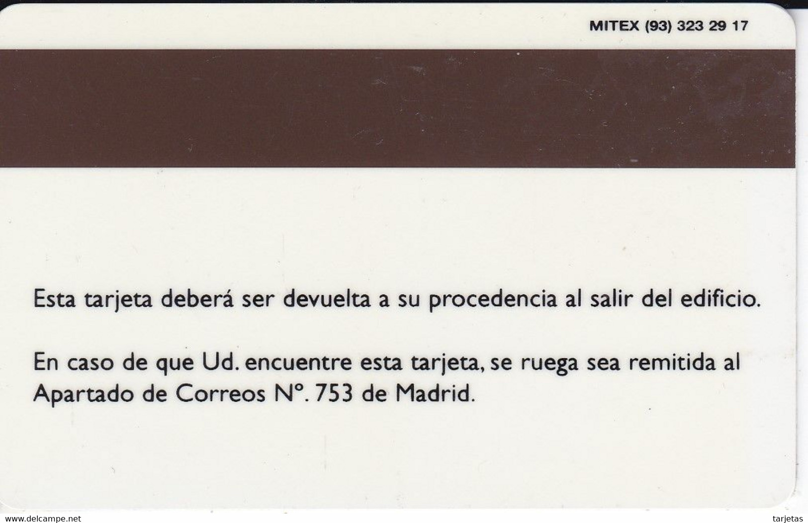 TARJETA DE CONTROL DE SEGURIDAD - TRANSITO - DE TELEFONICA (RARA) - Tests & Servizi