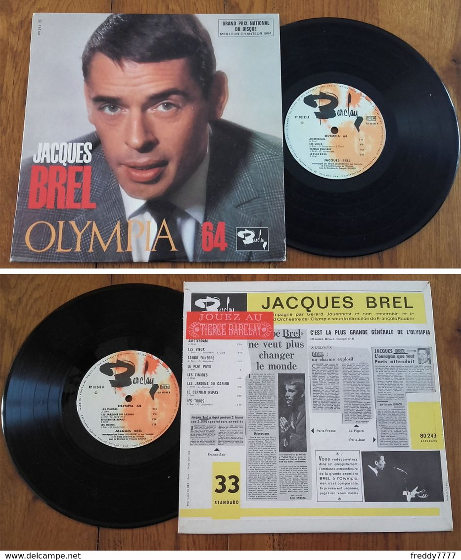 RARE French LP 33t RPM 25 CM BIEM (10") JACQUES BREL (Lang, 1964) - Ediciones De Colección