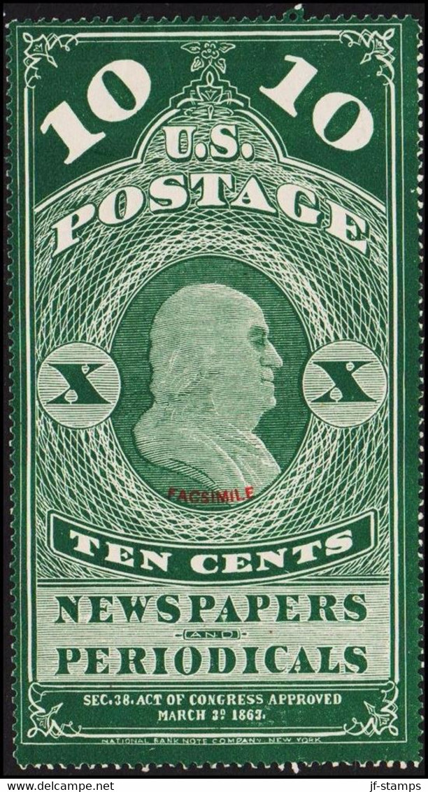 1865. USA. NEWSPAPERS AND PERIODICALS. 10 TEN CENTS. Interesting Old FACSIMILE. Thin ... () - JF510453 - Dagbladzegels