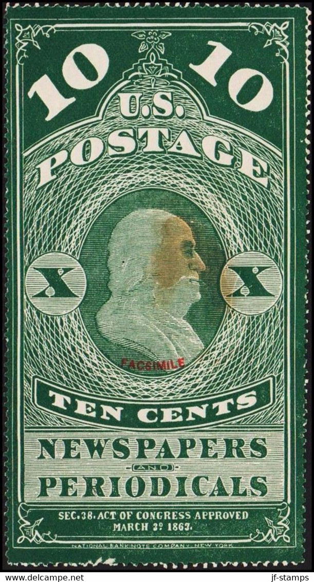 1865. USA. NEWSPAPERS AND PERIODICALS. 10 TEN CENTS. Interesting Old FACSIMILE. Thin ... () - JF510457 - Dagbladzegels