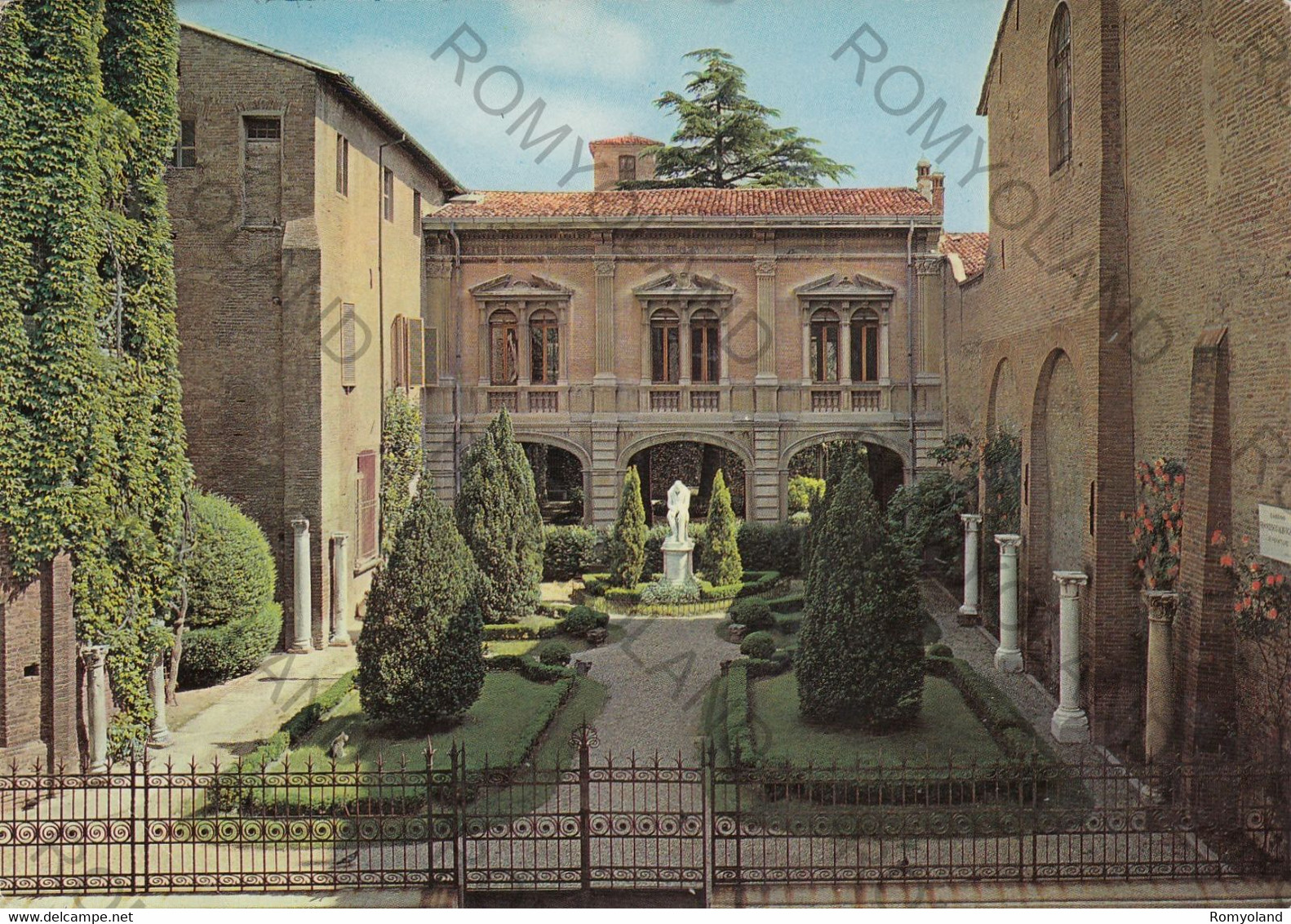 CARTOLINA  IMOLA,EMILIA ROMAGNA,GIARDINO FRANCESCO ALBERGHETTI-BIBLIOTECA COMUNALE,MEMORIA,RELIGIONE,VIAGGIATA - Imola