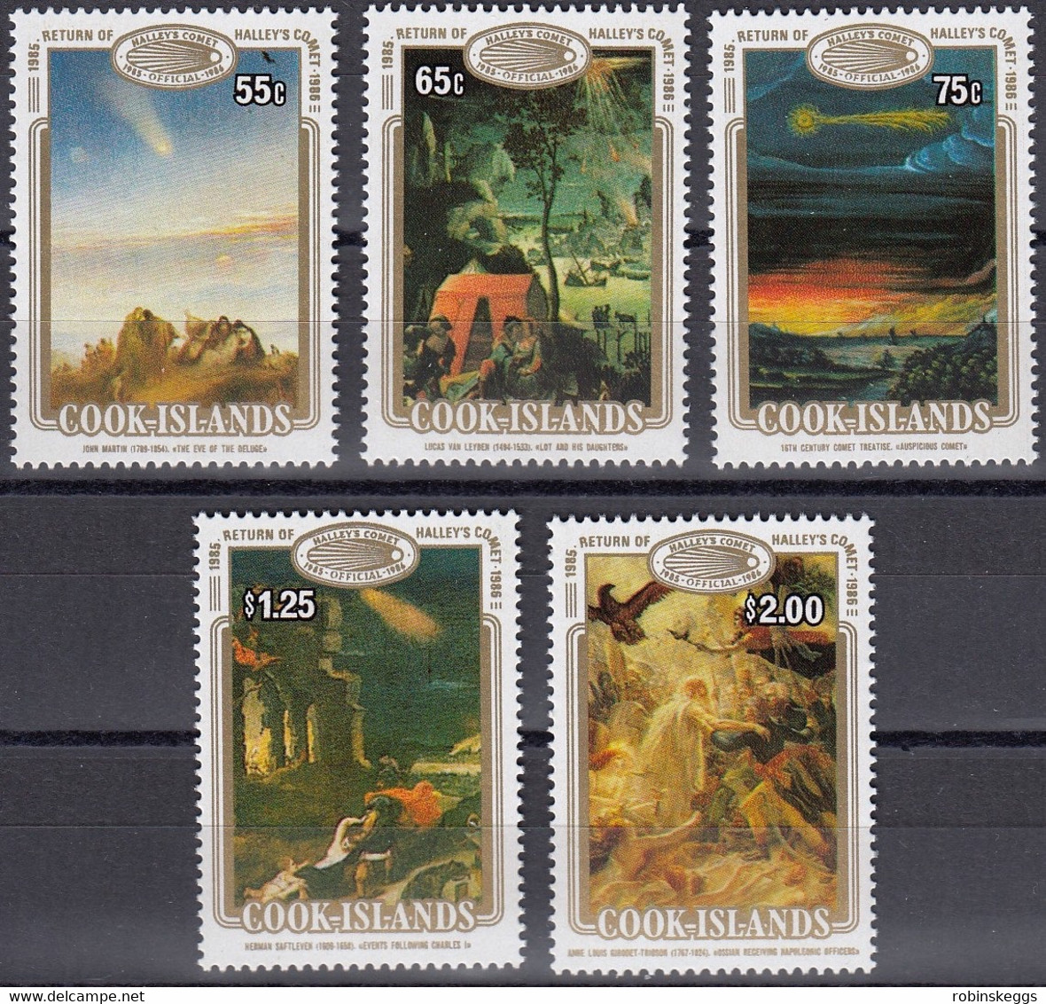 COOK ISLANDS 1986 Appearance Of Halley's Comet, Set Of 5 MNH - Oceania
