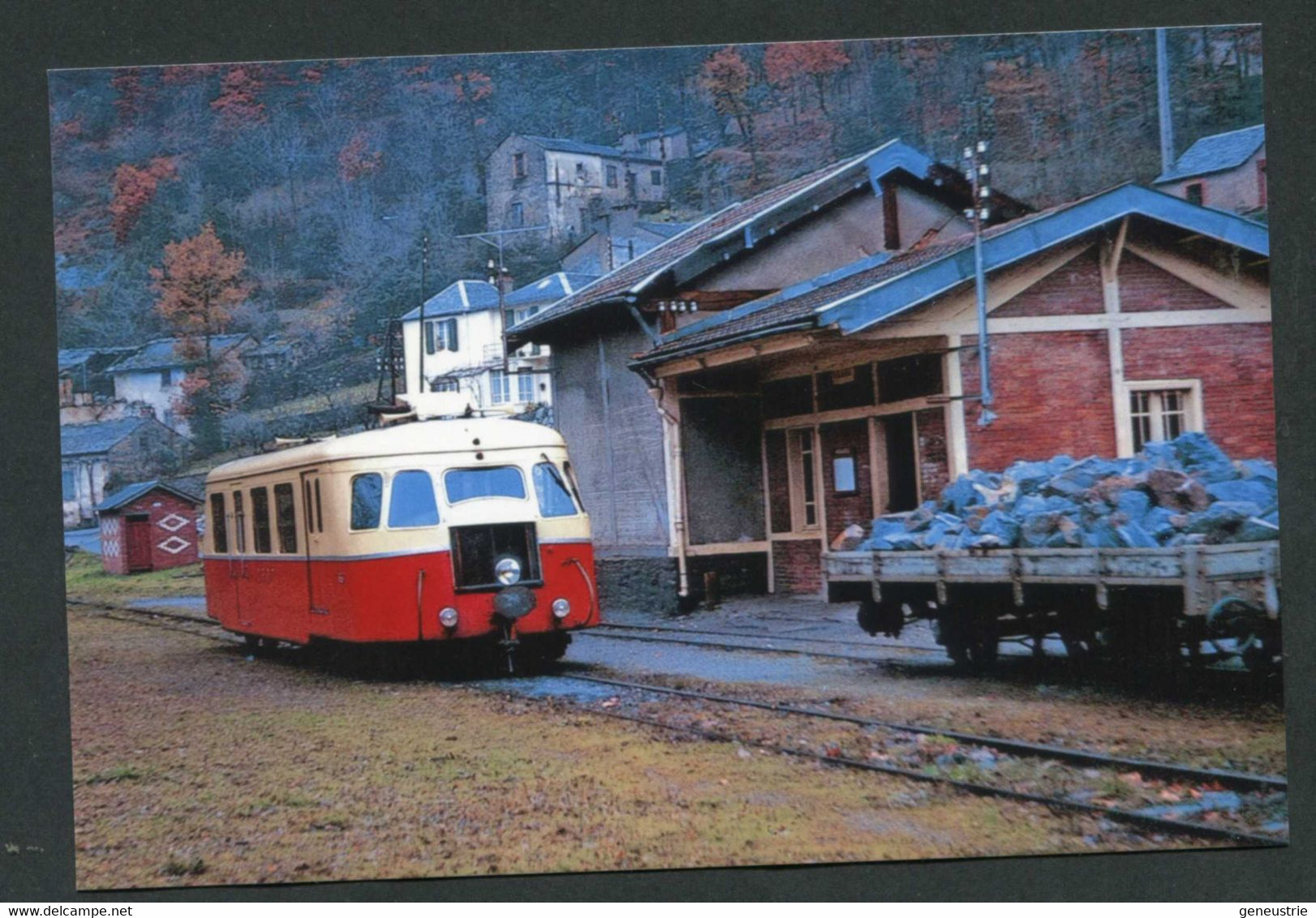 Carte-photo Moderne Tramway "Autorail Billard De La Ligne Castres - Murat En Gare De Vabre - Tram Années 60" - Tranvía