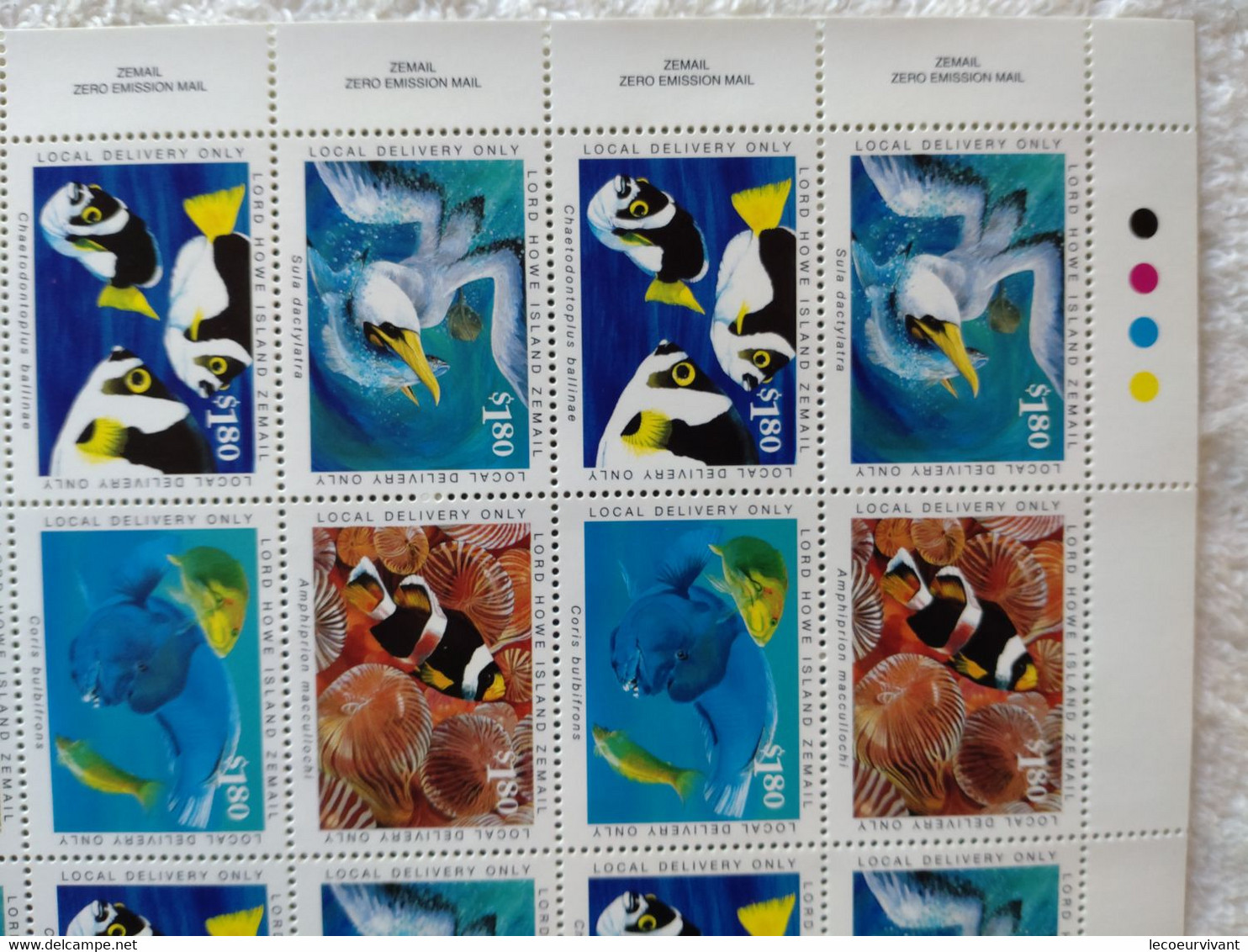 Full SHEET Of 40: Lord Howe Island 1999 Local Zemail Courier Post $1.80 Marine Life (planche De Timbres D'Île) - Sheets, Plate Blocks &  Multiples